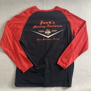 Zook's Harley-Davidson Des Moines Iowa Black Red LS Sleeve Shirt Graphics '01 XL
